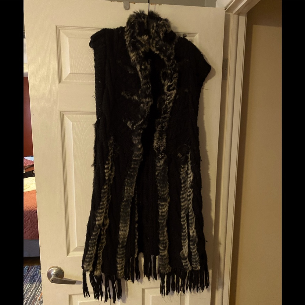 Sweater Vest with rabbit fur